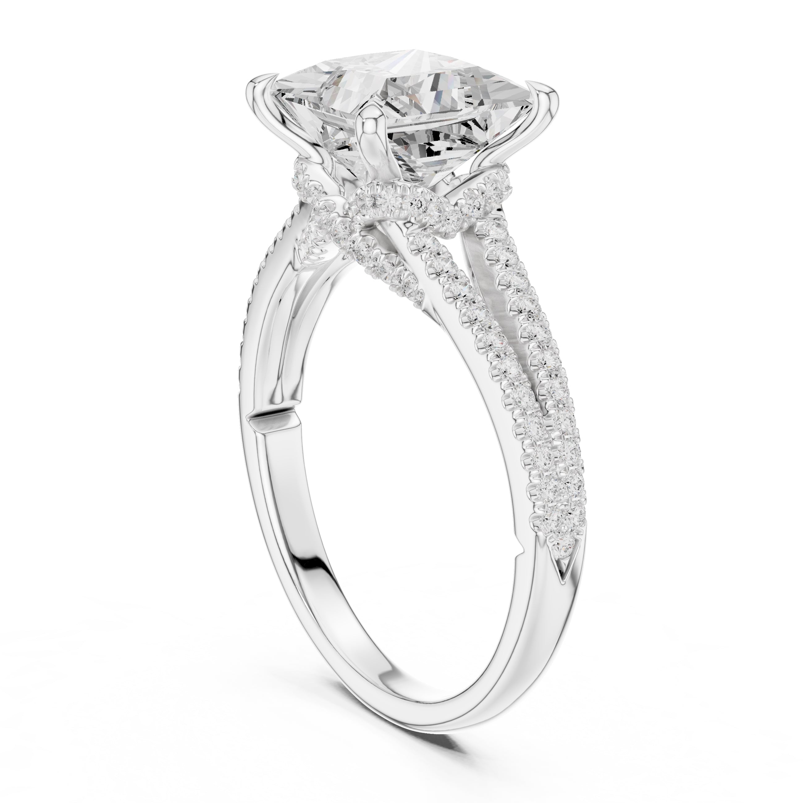2.50 ct Stellar Split-Shank Engagement Ring 2.5ct White Gold Princess