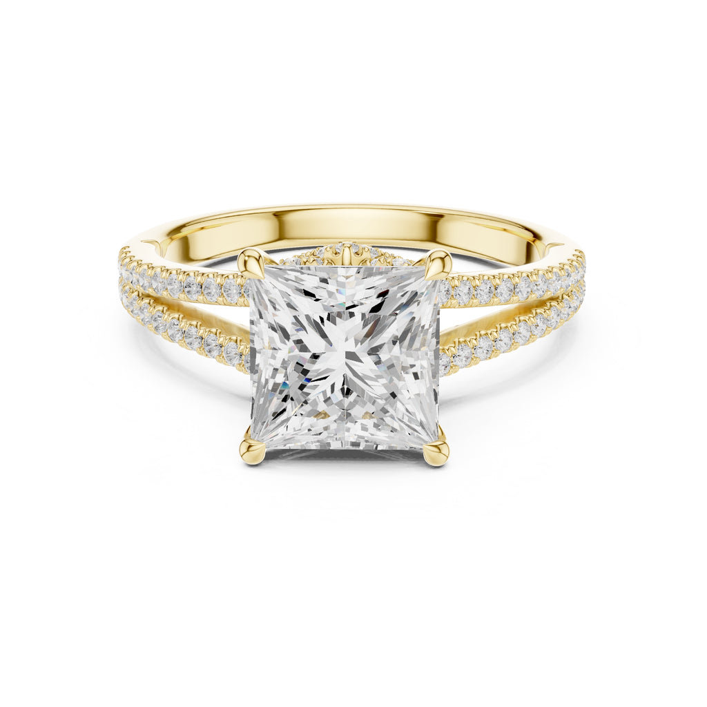 2.50 ct Stellar Split-Shank Engagement Ring 2.5ct Yellow Gold Princess