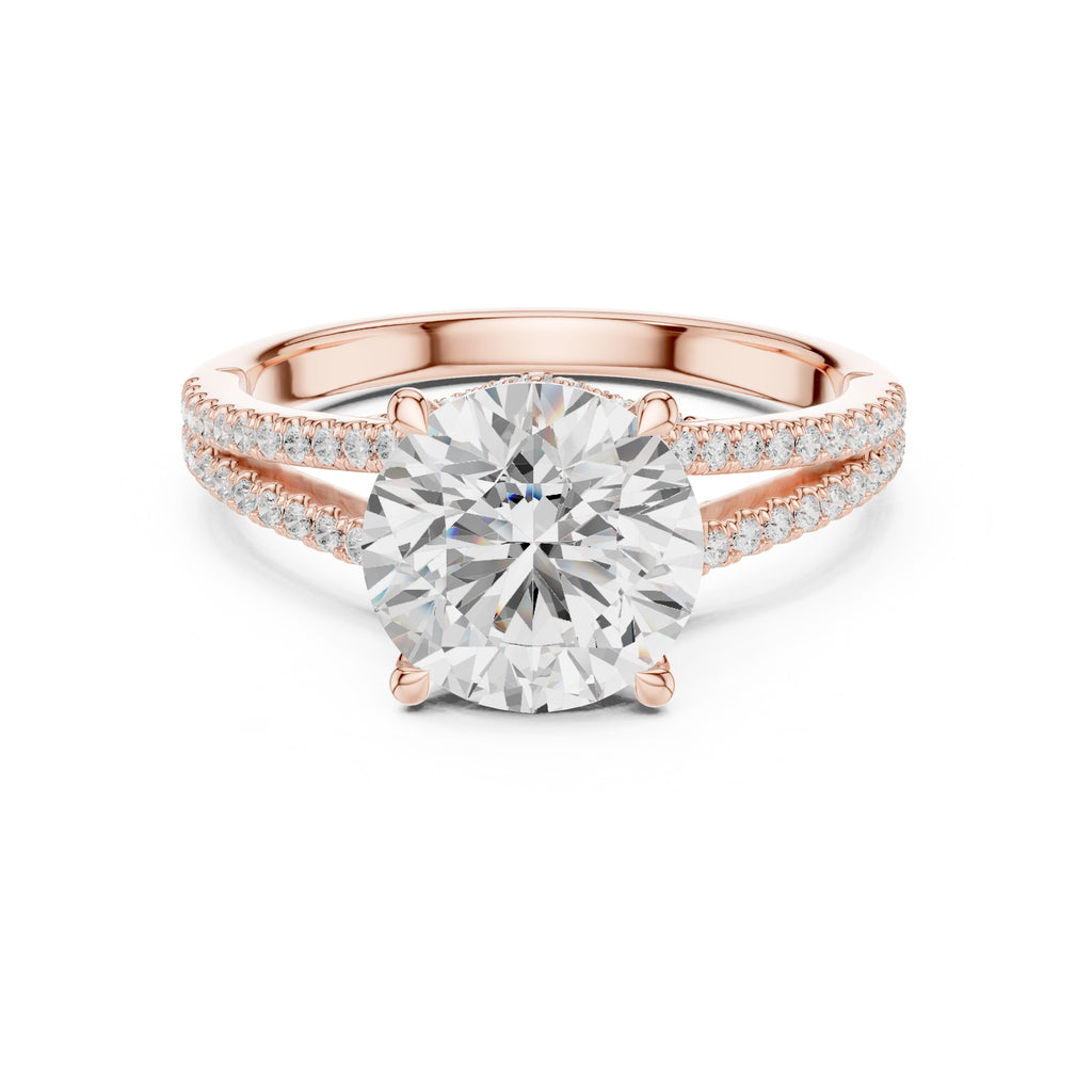 2.50 ct Stellar Split-Shank Engagement Ring 2.5ct Rose Gold Round