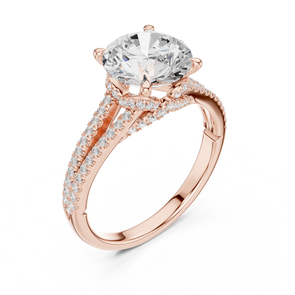 2.50 ct Stellar Split-Shank Engagement Ring 2.5ct Rose Gold Round