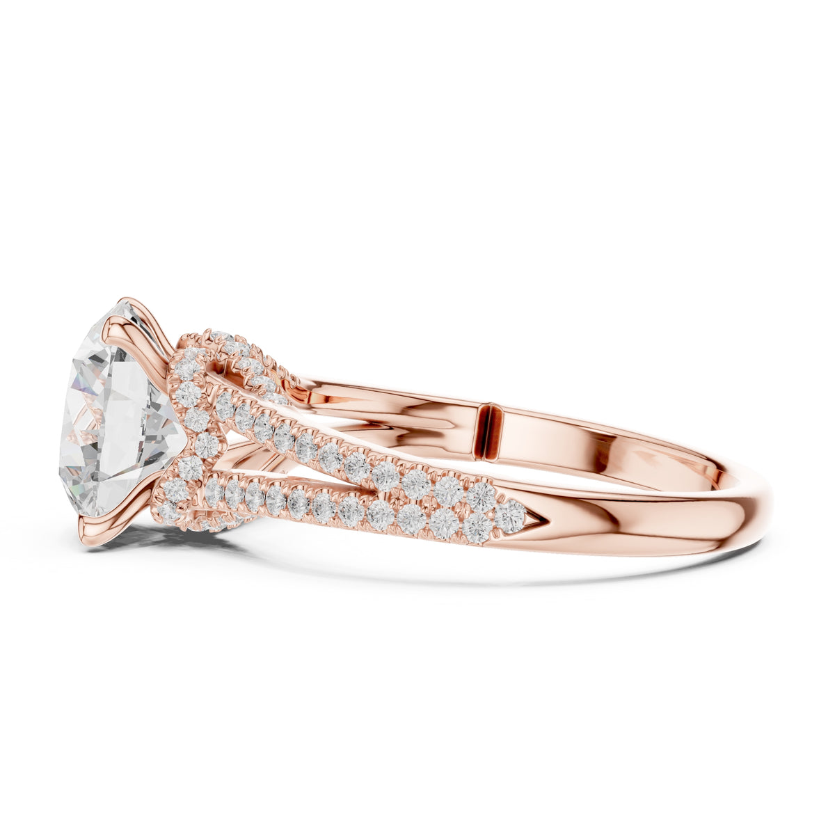 2.50 ct Stellar Split-Shank Engagement Ring 2.5ct Rose Gold Round