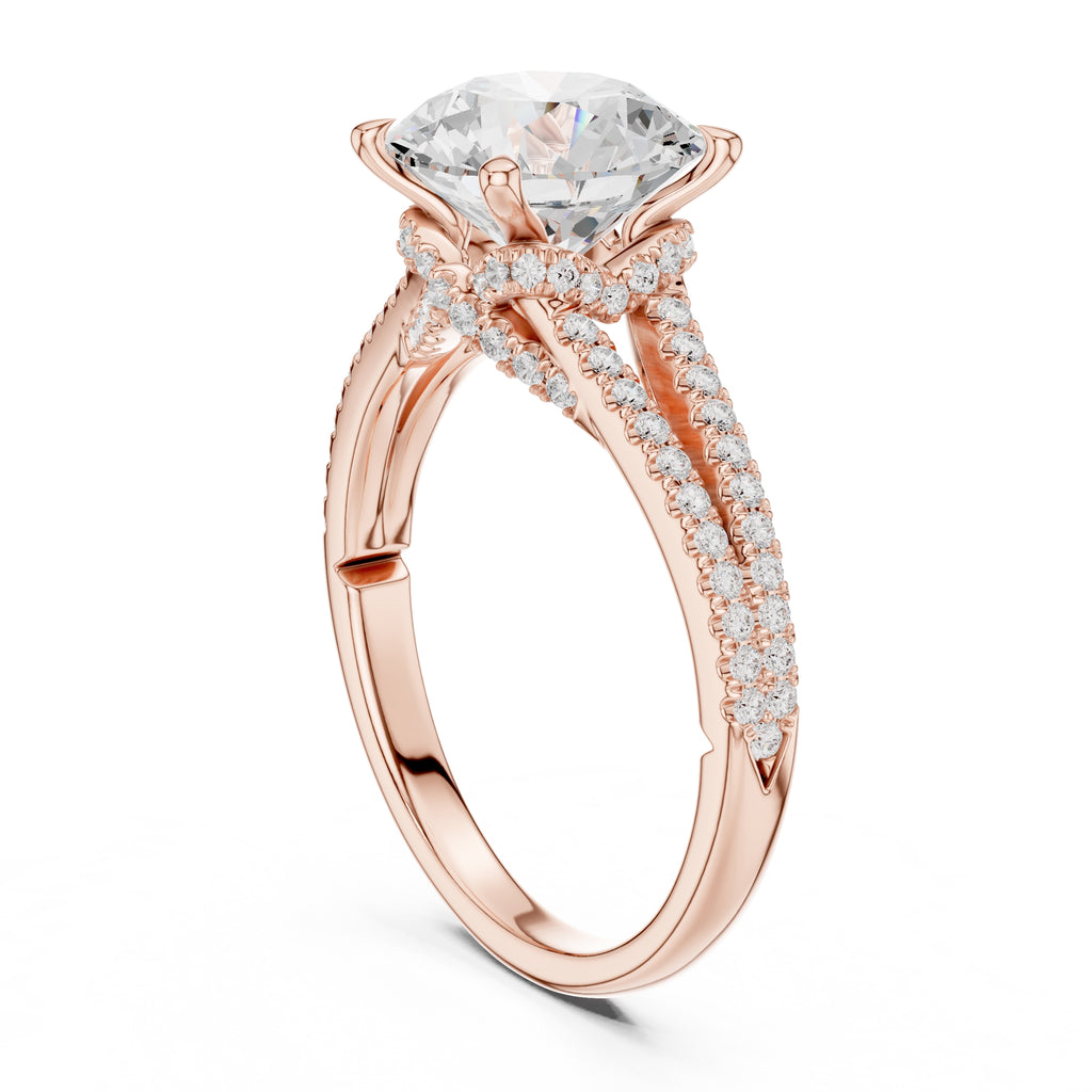 2.50 ct Stellar Split-Shank Engagement Ring 2.5ct Rose Gold Round