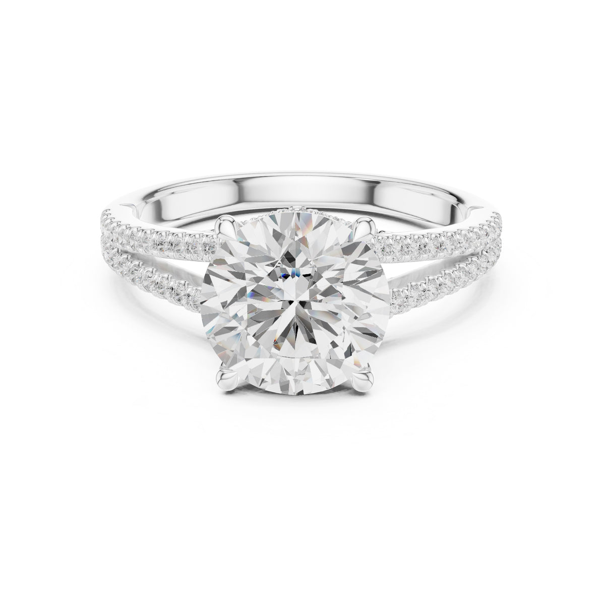 2.50 ct Stellar Split-Shank Engagement Ring 2.5ct White Gold Round