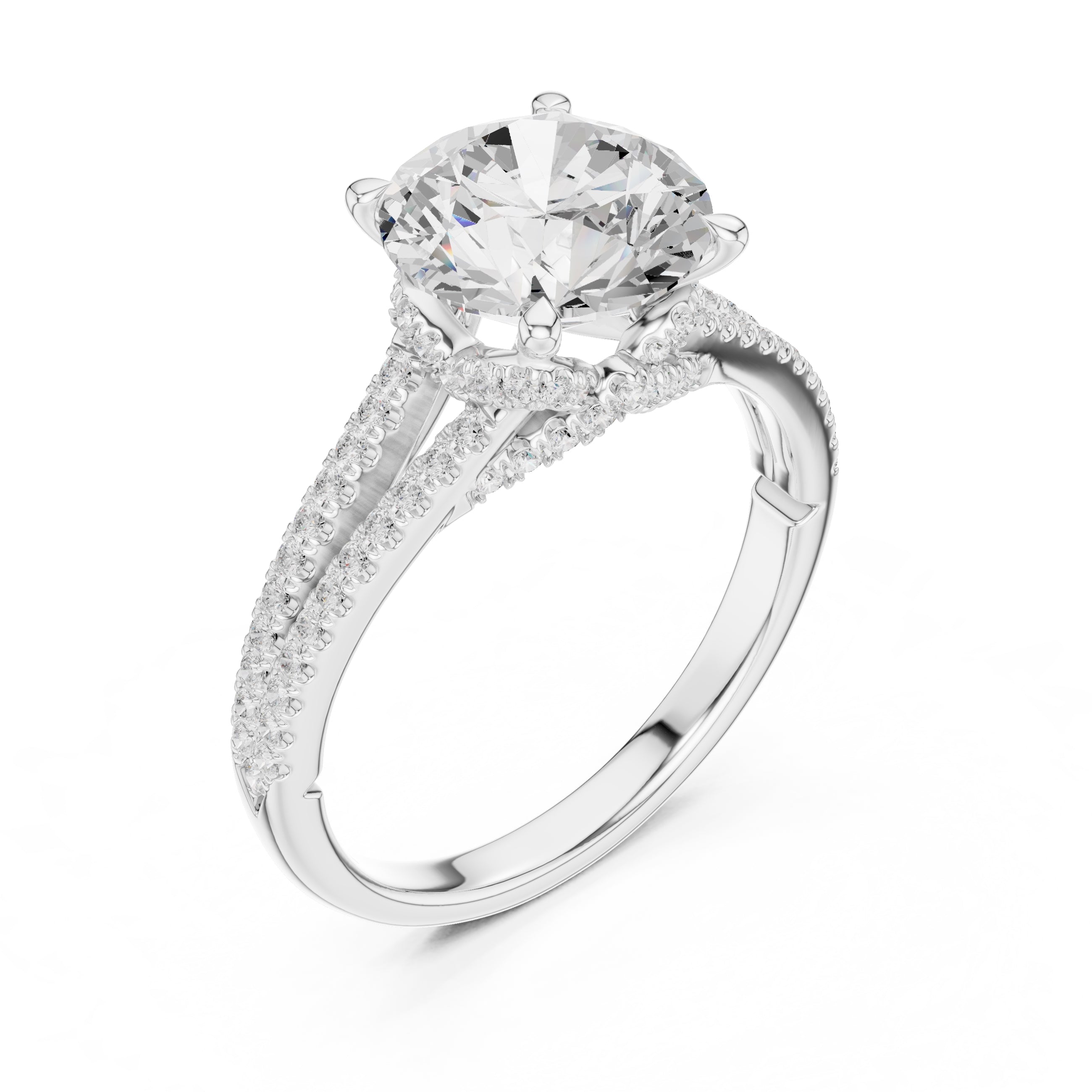 2.50 ct Stellar Split-Shank Engagement Ring 2.5ct White Gold Round