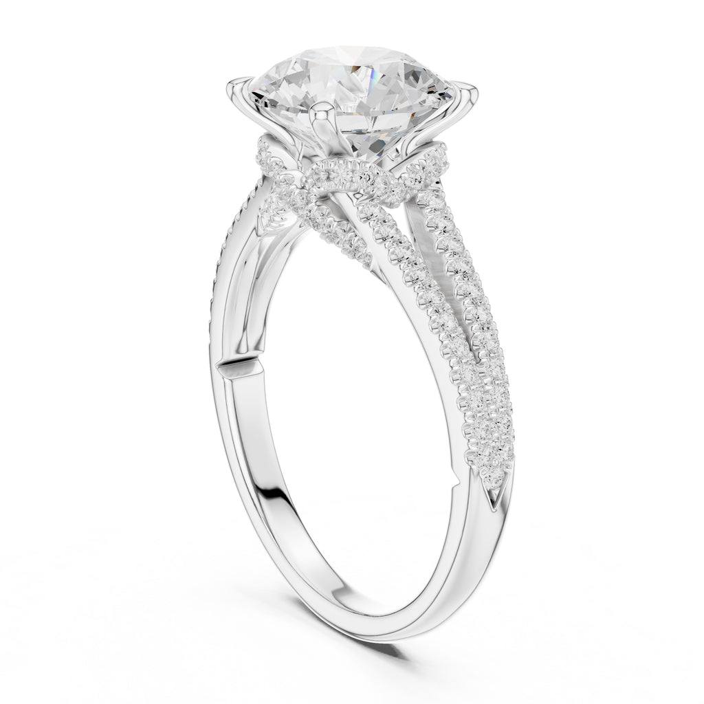 2.50 ct Stellar Split-Shank Engagement Ring 2.5ct White Gold Round