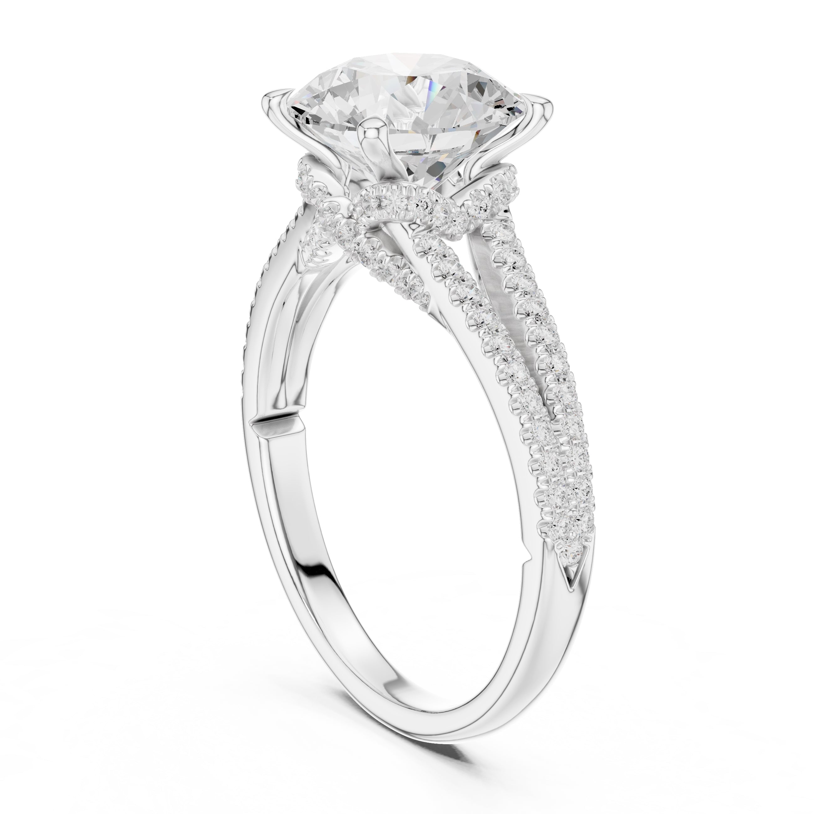 2.50 ct Stellar Split-Shank Engagement Ring 2.5ct White Gold Round
