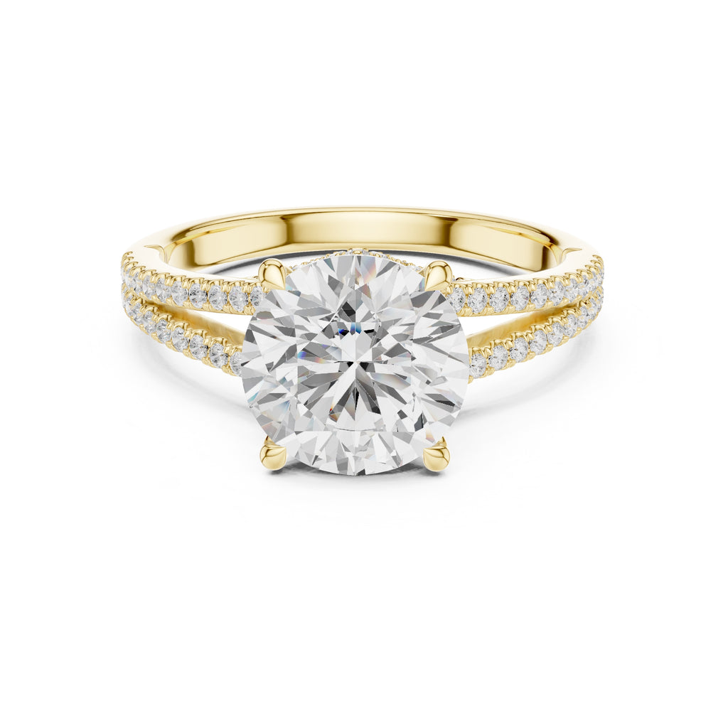 2.50 ct Stellar Split-Shank Engagement Ring 2.5ct Yellow Gold Round