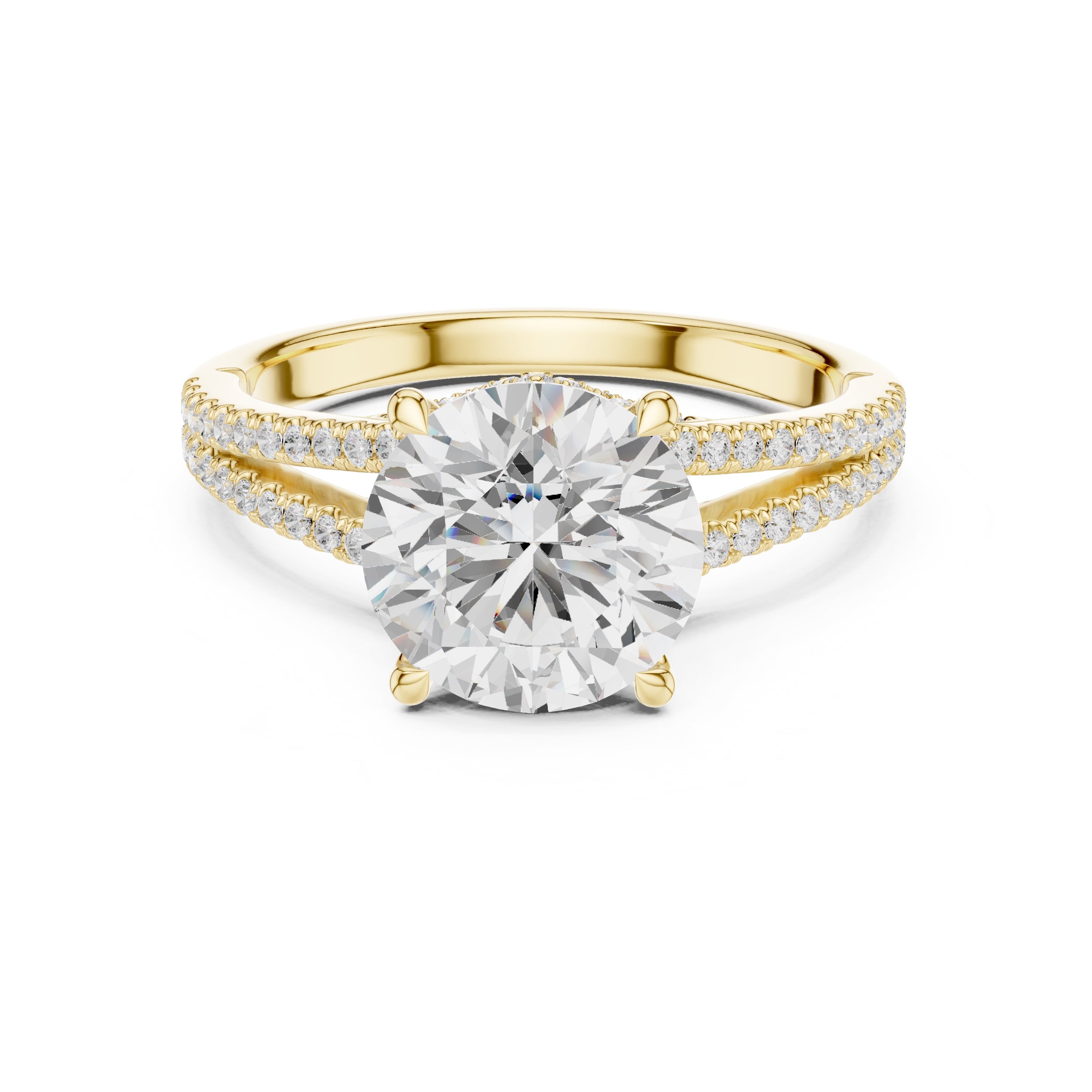 2.50 ct Stellar Split-Shank Engagement Ring 2.5ct Yellow Gold Round