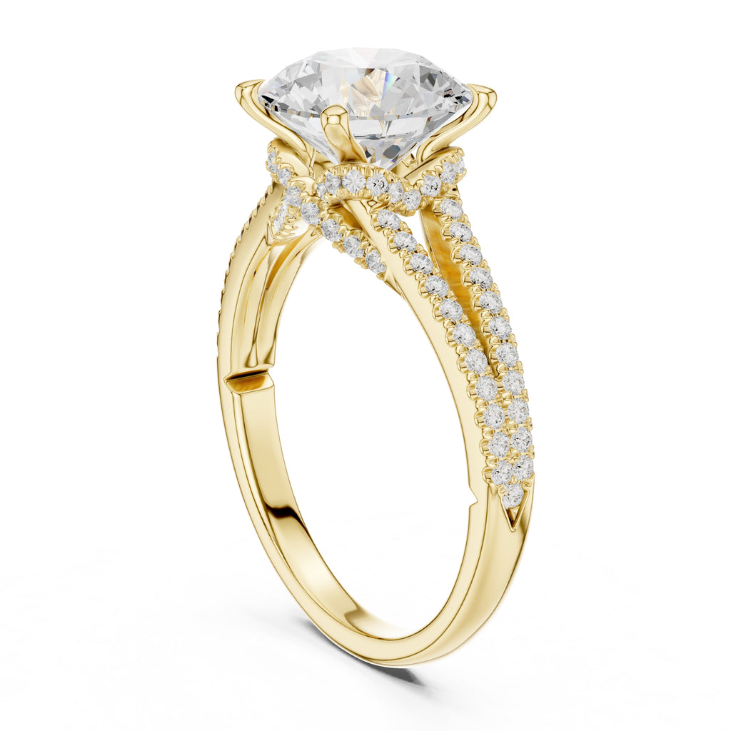 2.50 ct Stellar Split-Shank Engagement Ring 2.5ct Yellow Gold Round