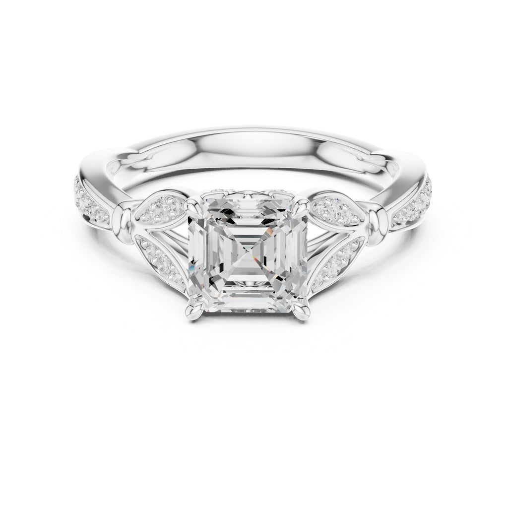 1.50 ct Enchanted Vine Heart Engagement Ring 1.5ct White Gold Asscher