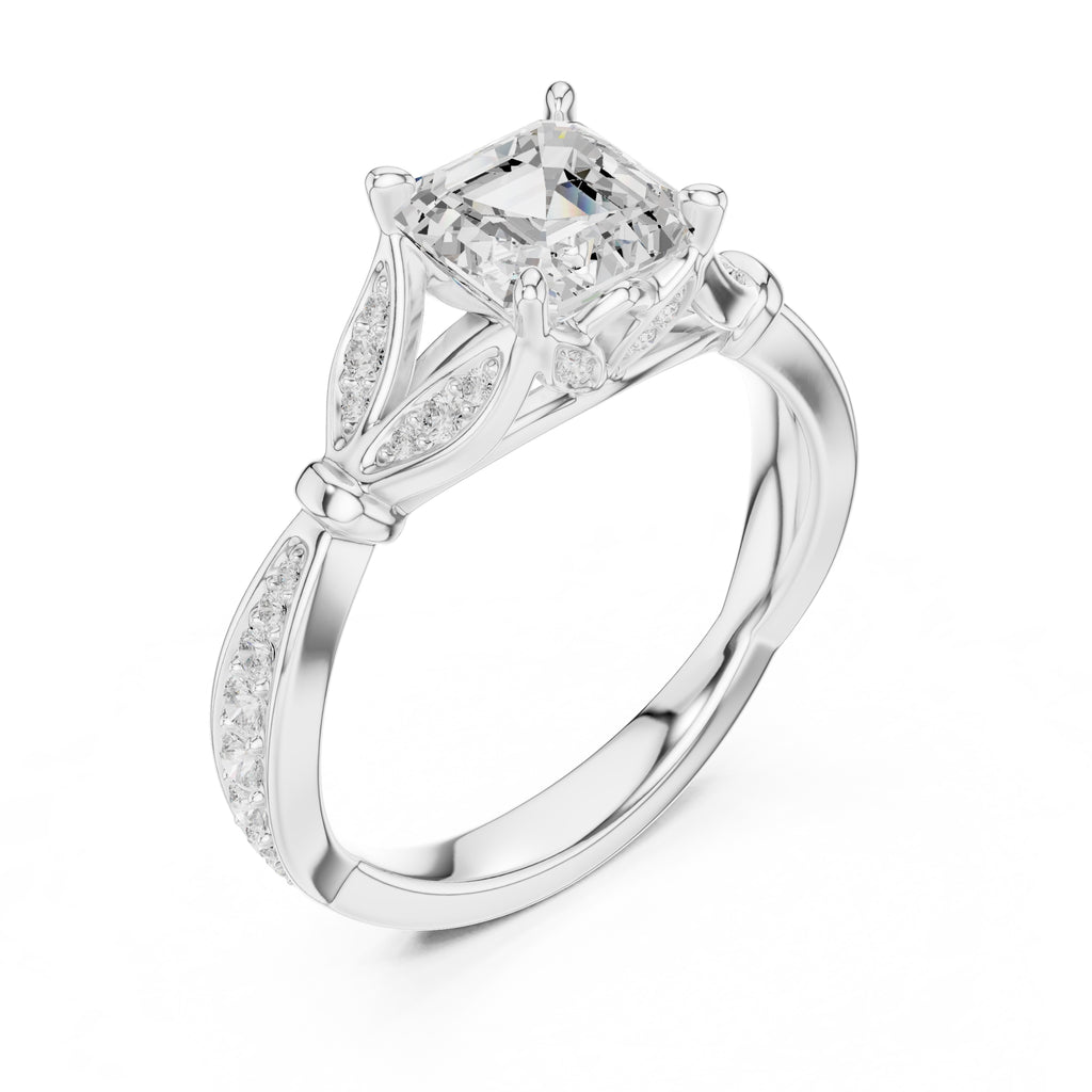 1.50 ct Enchanted Vine Heart Engagement Ring 1.5ct White Gold Asscher