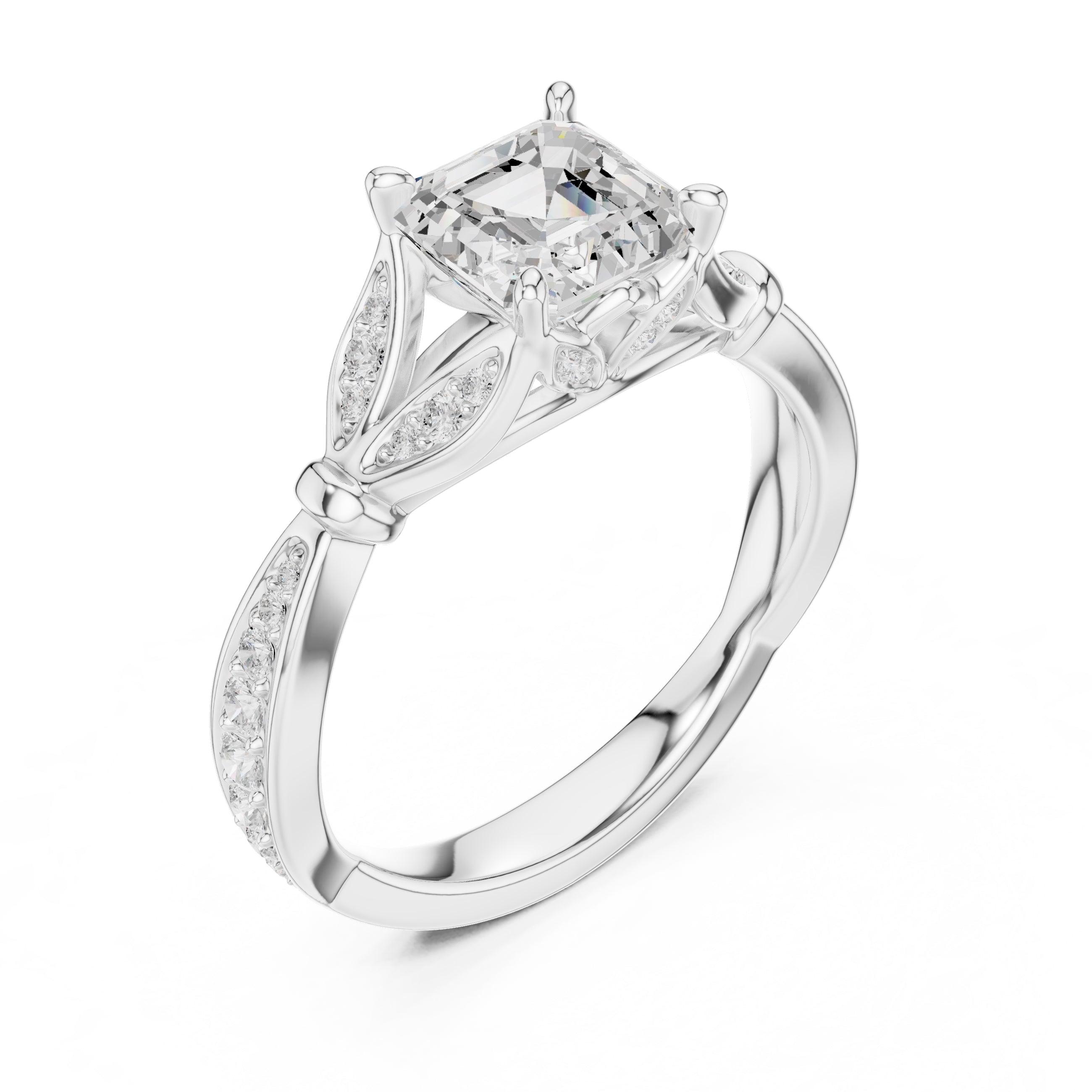 1.50 ct Enchanted Vine Heart Engagement Ring 1.5ct White Gold Asscher
