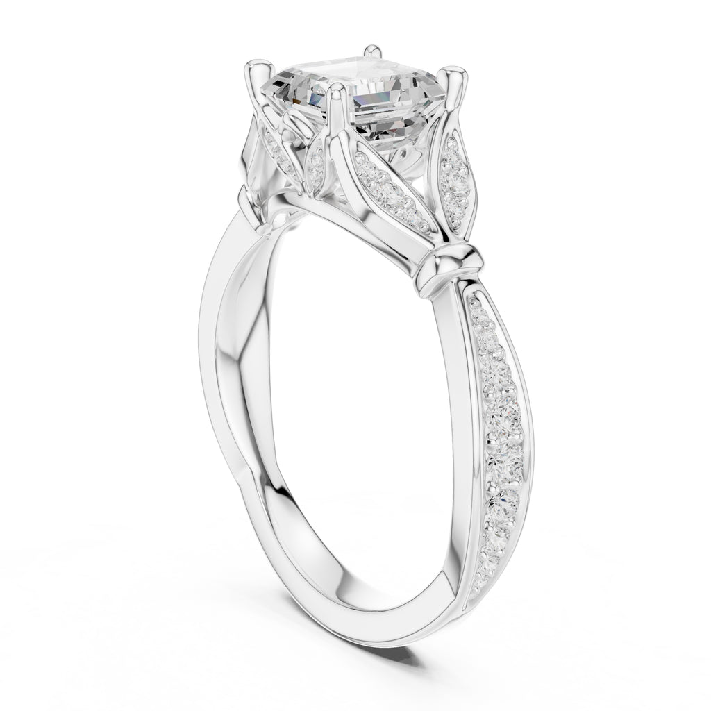 1.50 ct Enchanted Vine Heart Engagement Ring 1.5ct White Gold Asscher