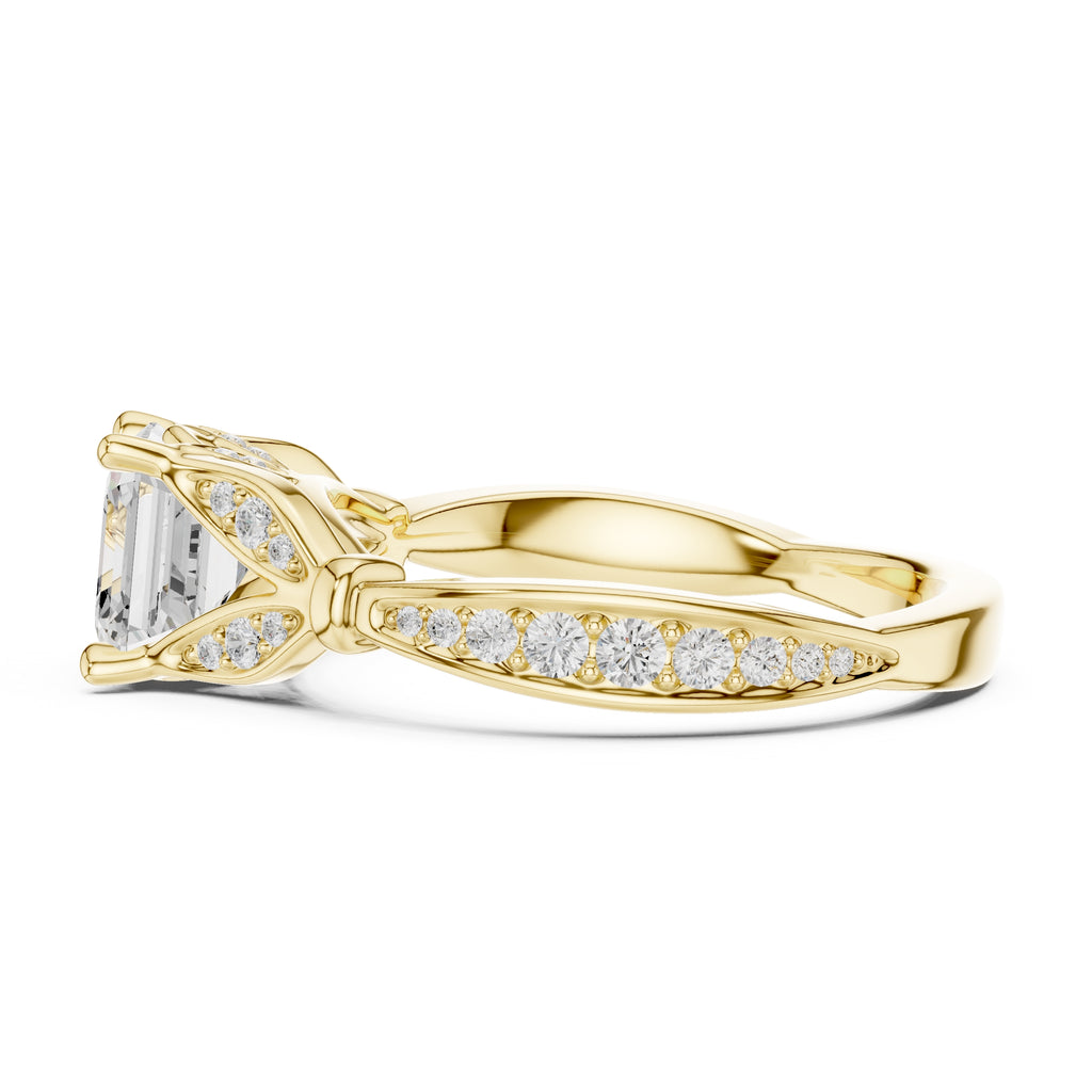 1.50 ct Enchanted Vine Heart Engagement Ring 1.5ct Yellow Gold Asscher