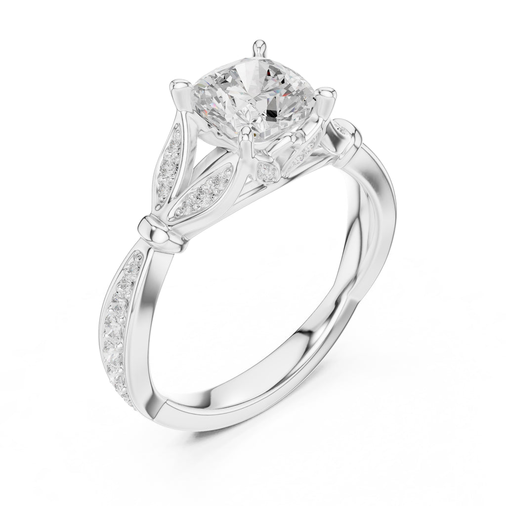 1.50 ct Enchanted Vine Heart Engagement Ring 1.5ct White Gold Cushion