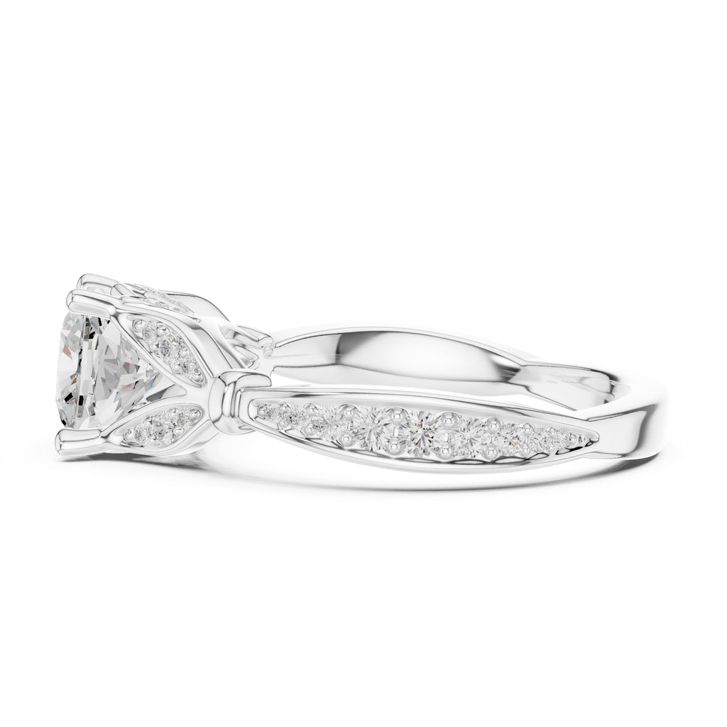 1.50 ct Enchanted Vine Heart Engagement Ring 1.5ct White Gold Cushion