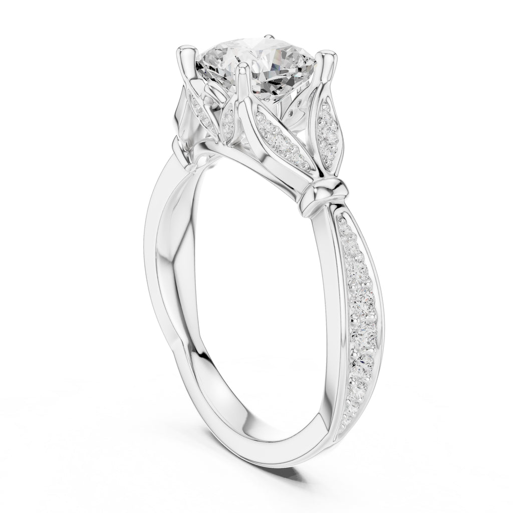 1.50 ct Enchanted Vine Heart Engagement Ring 1.5ct White Gold Cushion