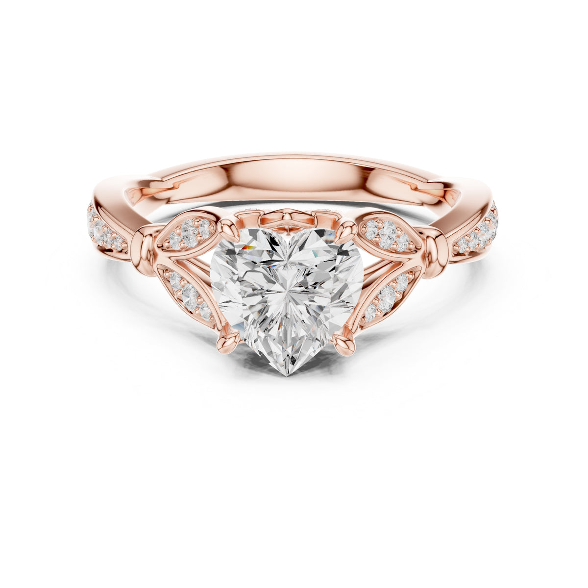 1.50 ct Enchanted Vine Heart Engagement Ring 1.5ct Rose Gold Heart