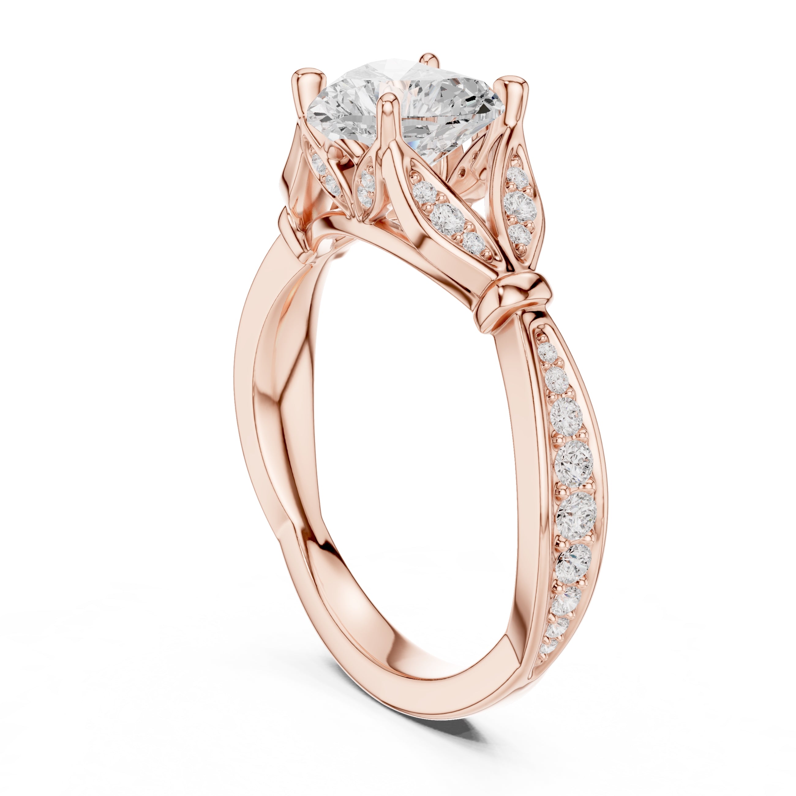 1.50 ct Enchanted Vine Heart Engagement Ring 1.5ct Rose Gold Heart