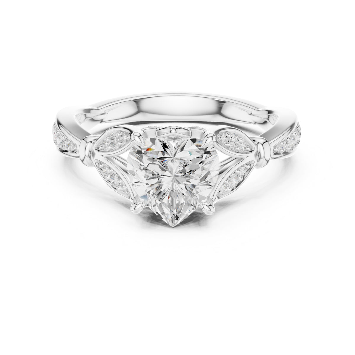 1.50 ct Enchanted Vine Heart Engagement Ring 1.5ct White Gold Heart