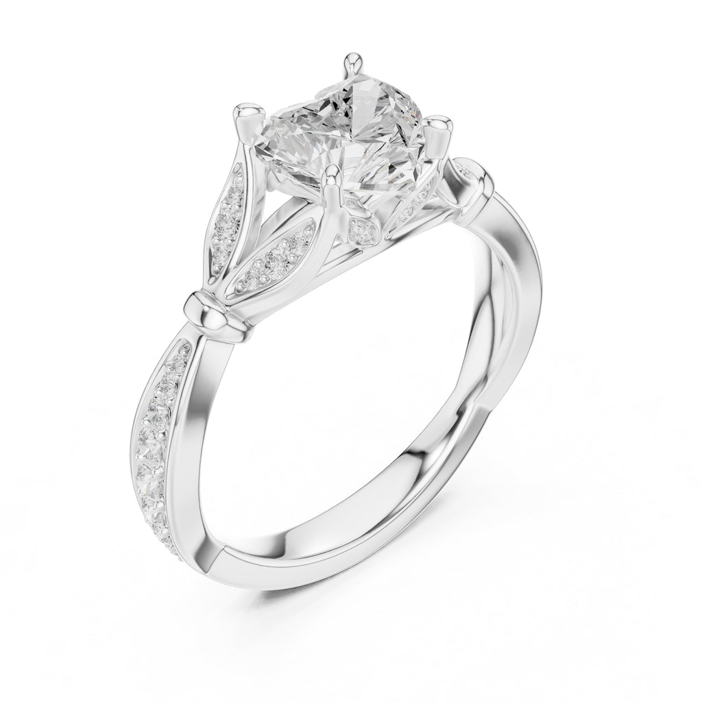 1.50 ct Enchanted Vine Heart Engagement Ring 1.5ct White Gold Heart