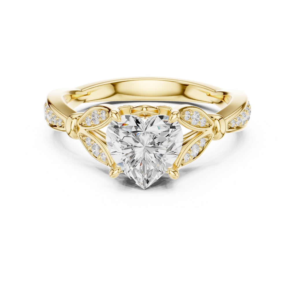 1.50 ct Enchanted Vine Heart Engagement Ring 1.5ct Yellow Gold Heart