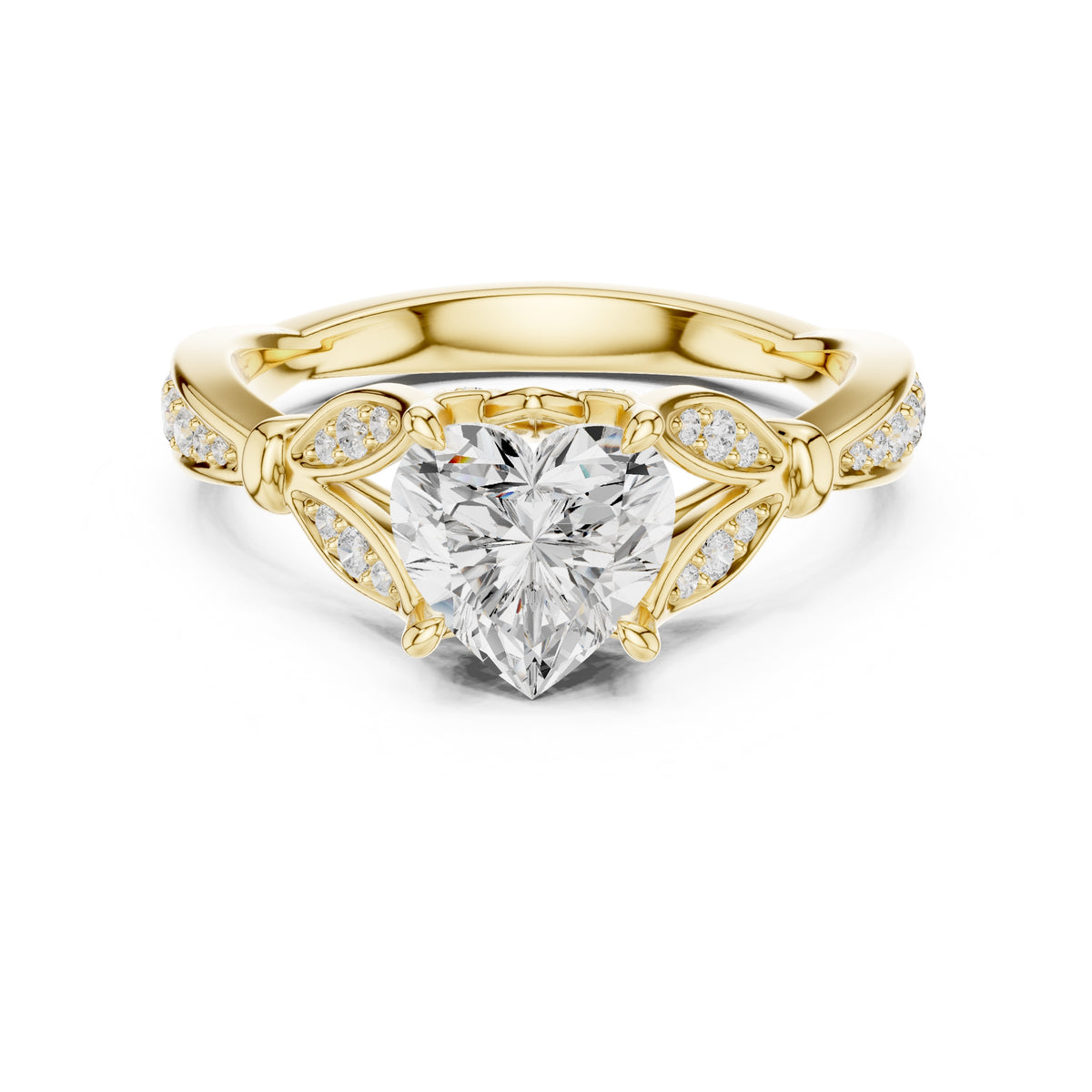 1.50 ct Enchanted Vine Heart Engagement Ring 1.5ct Yellow Gold Heart