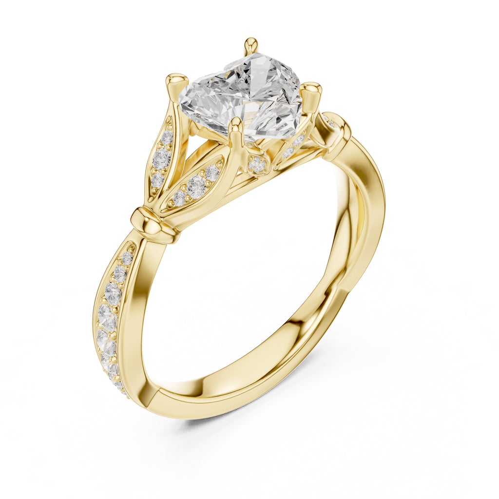 1.50 ct Enchanted Vine Heart Engagement Ring 1.5ct Yellow Gold Heart