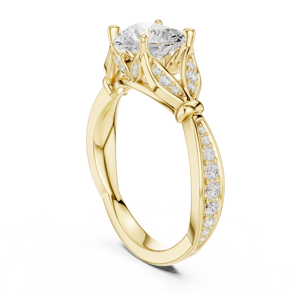 1.50 ct Enchanted Vine Heart Engagement Ring 1.5ct Yellow Gold Heart