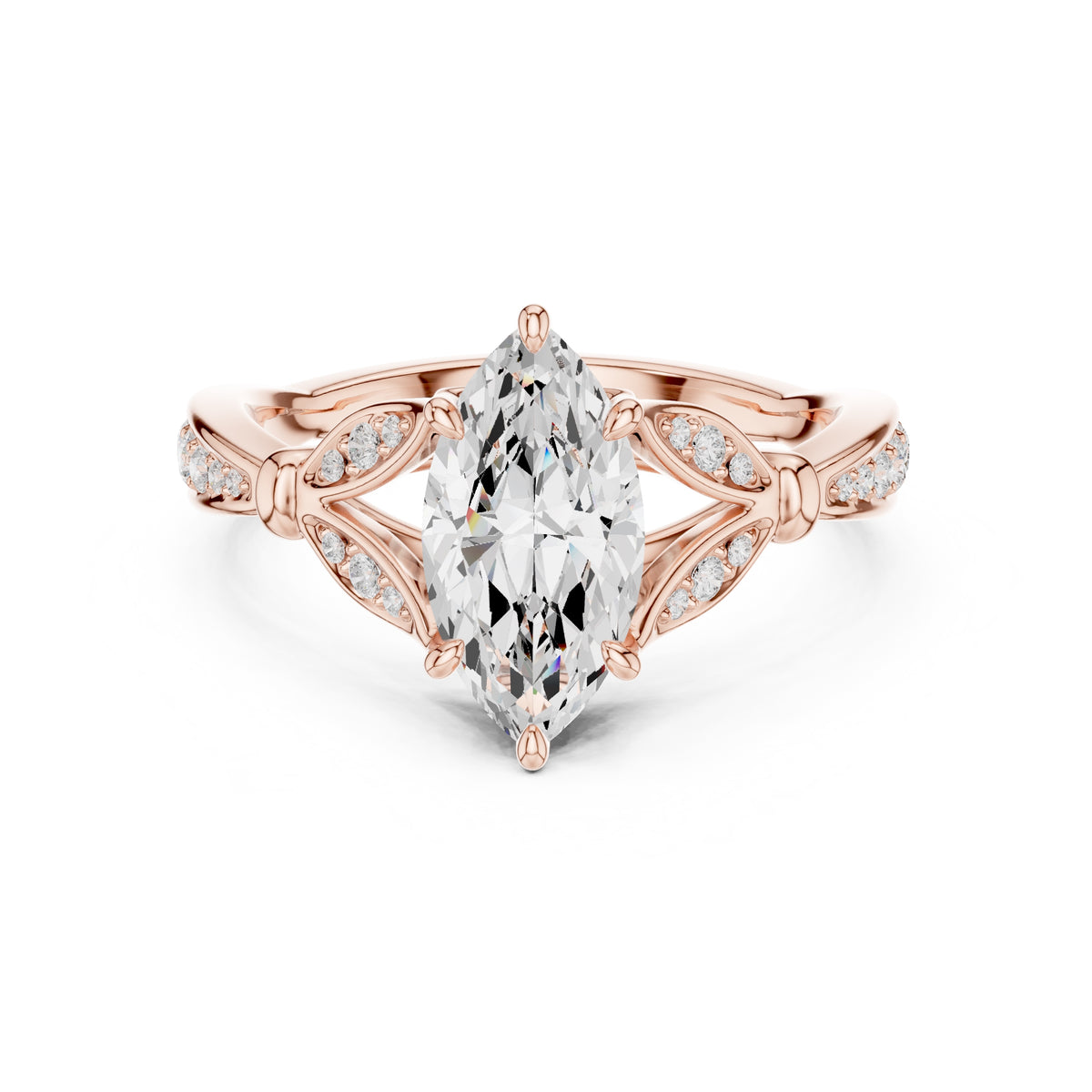 1.50 ct Enchanted Vine Heart Engagement Ring 1.5ct Rose Gold Marquise