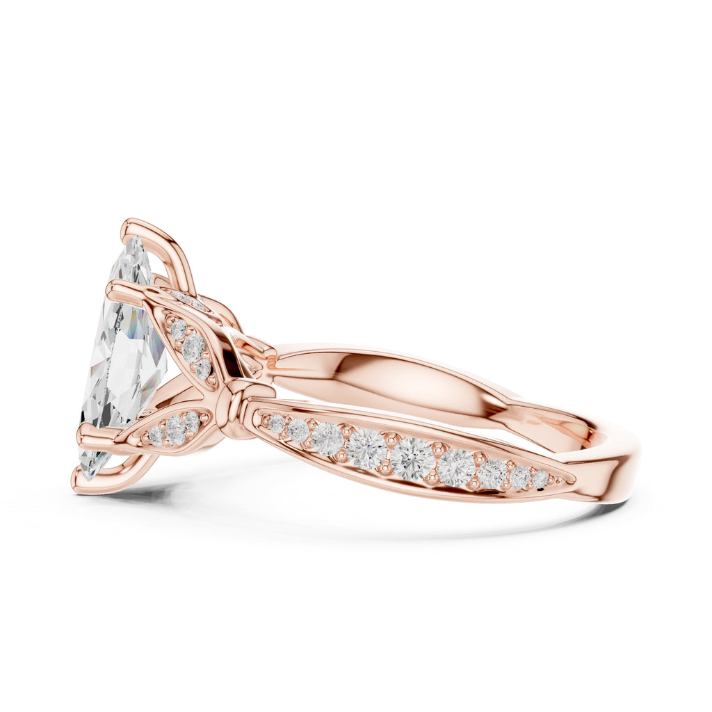 1.50 ct Enchanted Vine Heart Engagement Ring 1.5ct Rose Gold Marquise