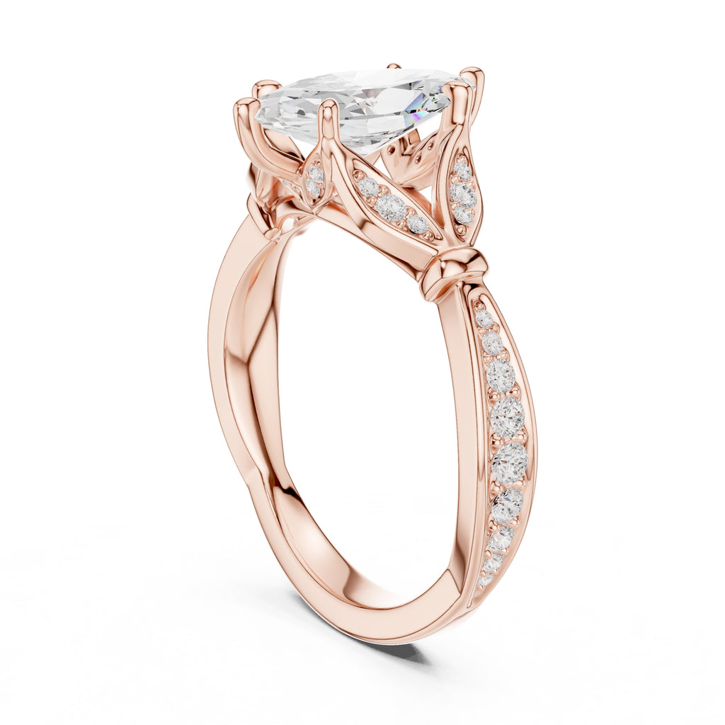 1.50 ct Enchanted Vine Heart Engagement Ring 1.5ct Rose Gold Marquise