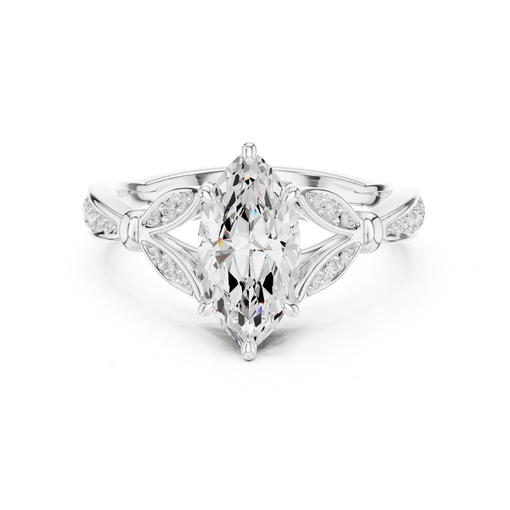 1.50 ct Enchanted Vine Heart Engagement Ring 1.5ct White Gold Marquise