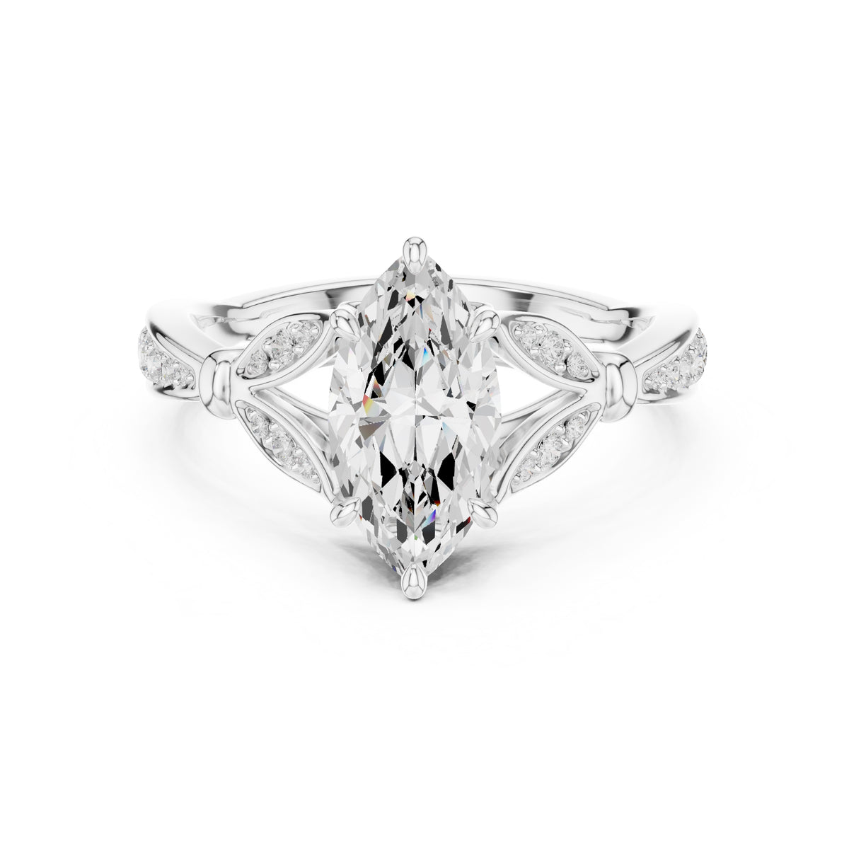 1.50 ct Enchanted Vine Heart Engagement Ring 1.5ct White Gold Marquise