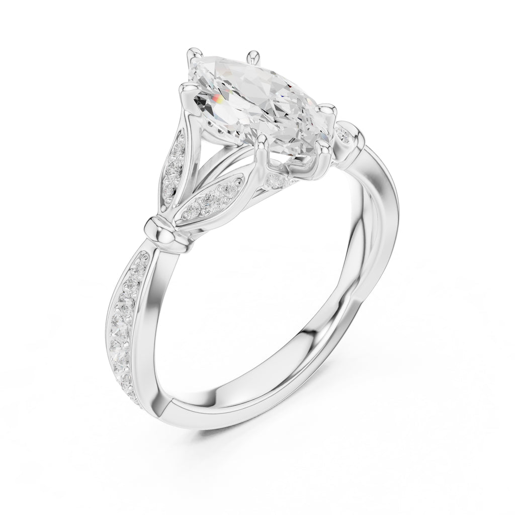1.50 ct Enchanted Vine Heart Engagement Ring 1.5ct White Gold Marquise