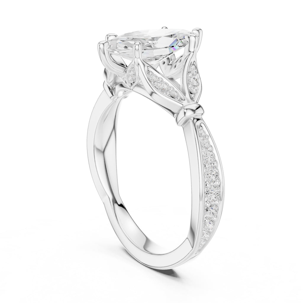 1.50 ct Enchanted Vine Heart Engagement Ring 1.5ct White Gold Marquise