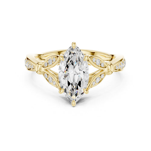 1.50 ct Enchanted Vine Heart Engagement Ring 1.5ct Yellow Gold Marquise