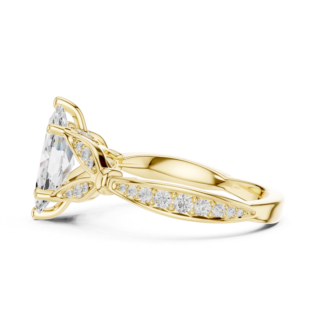 1.50 ct Enchanted Vine Heart Engagement Ring 1.5ct Yellow Gold Marquise