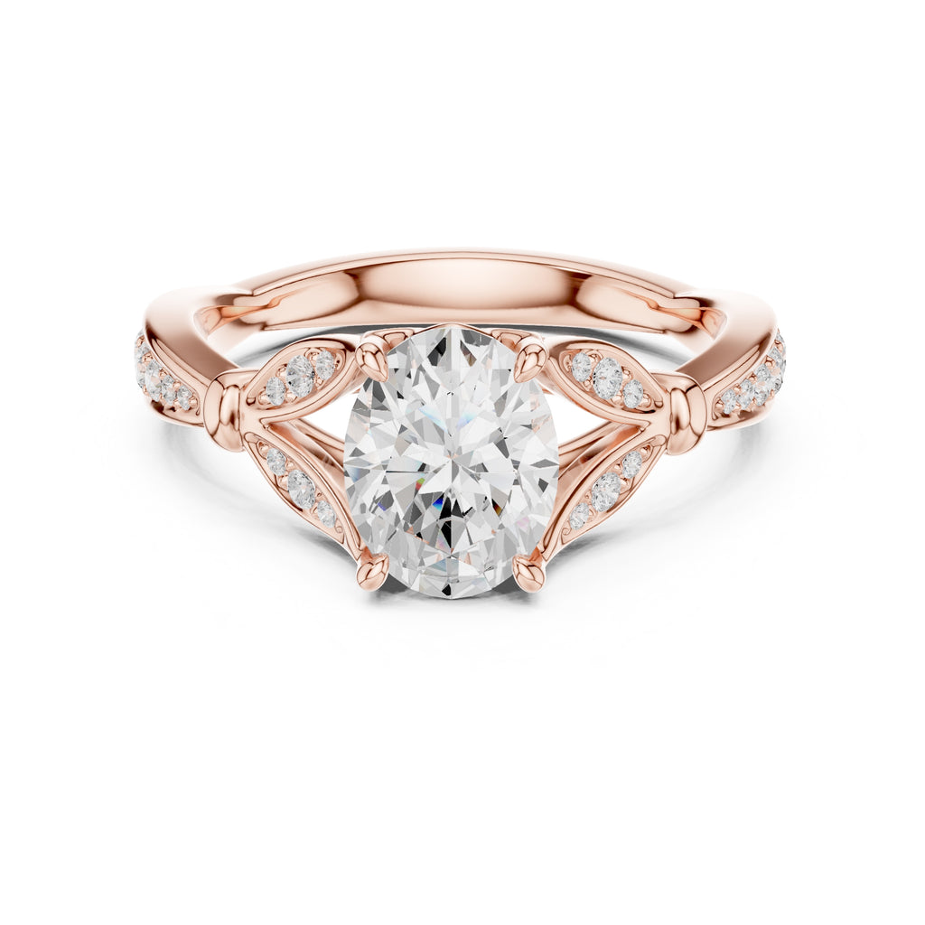 1.50 ct Enchanted Vine Heart Engagement Ring 1.5ct Rose Gold Oval