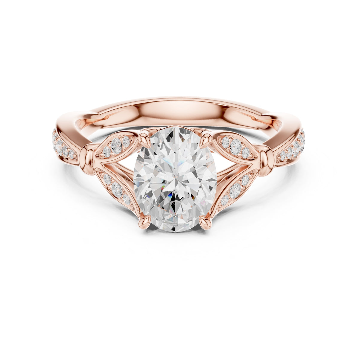 1.50 ct Enchanted Vine Heart Engagement Ring 1.5ct Rose Gold Oval