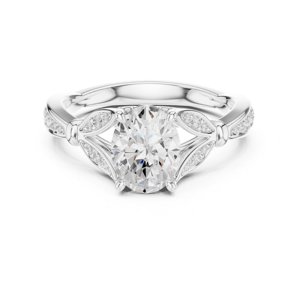 1.50 ct Enchanted Vine Heart Engagement Ring 1.5ct White Gold Oval