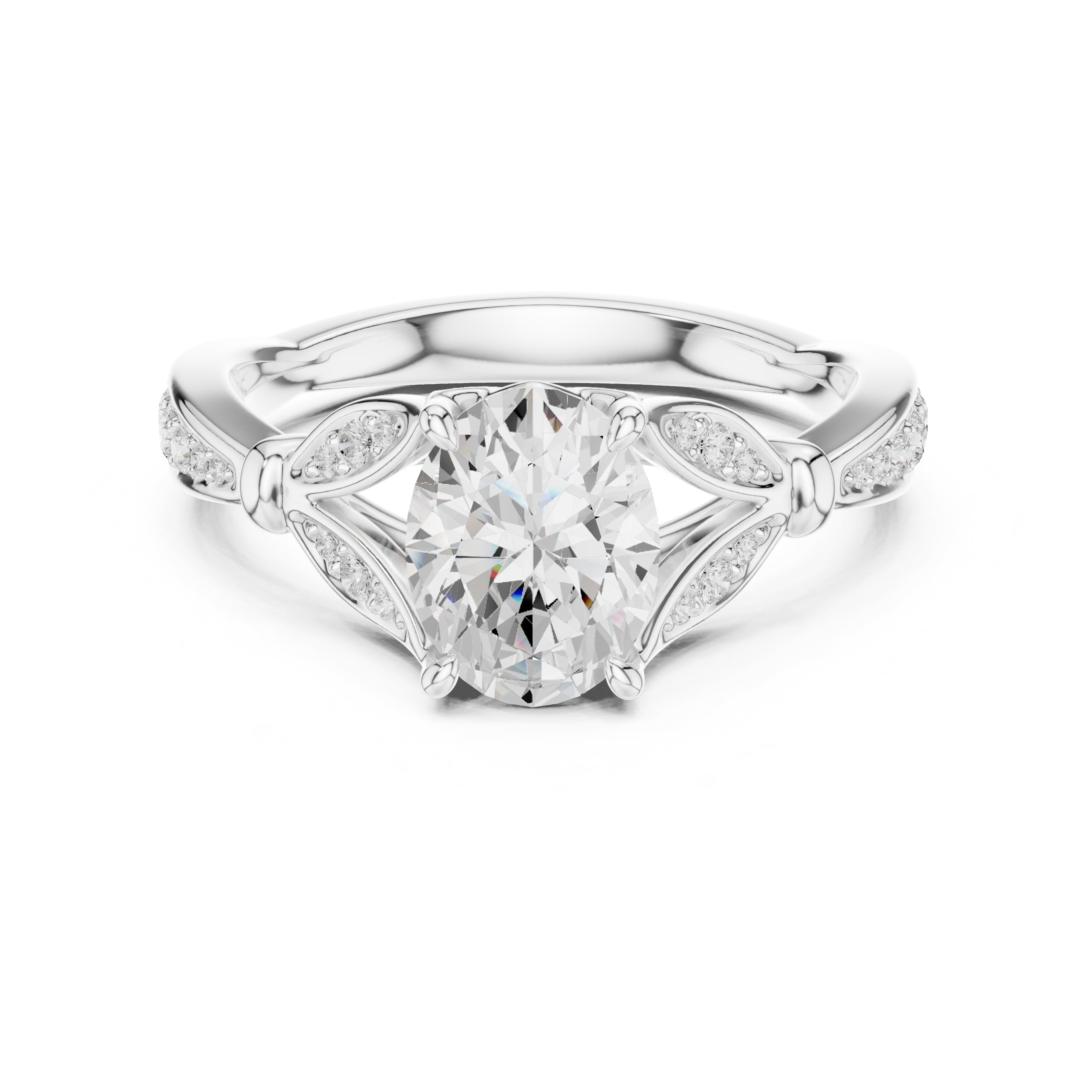 1.50 ct Enchanted Vine Heart Engagement Ring 1.5ct White Gold Oval