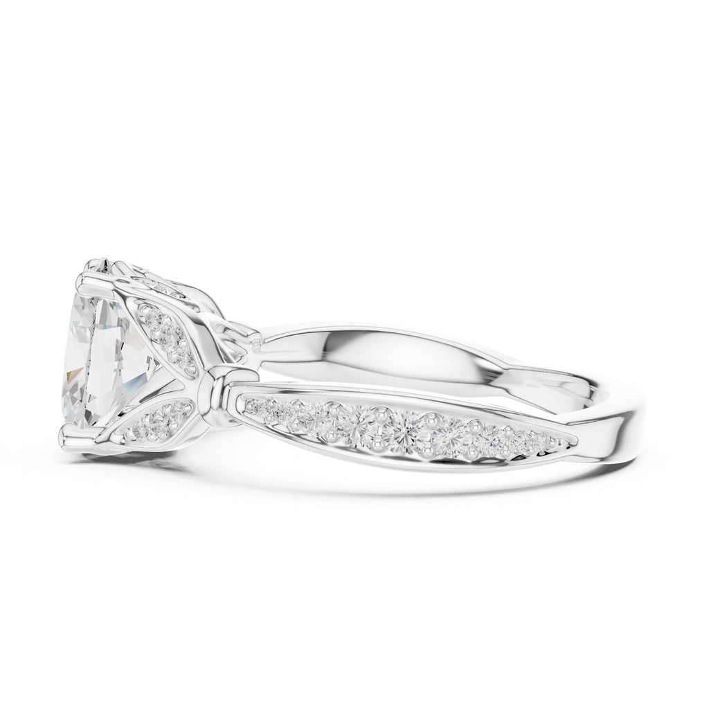 1.50 ct Enchanted Vine Heart Engagement Ring 1.5ct White Gold Oval