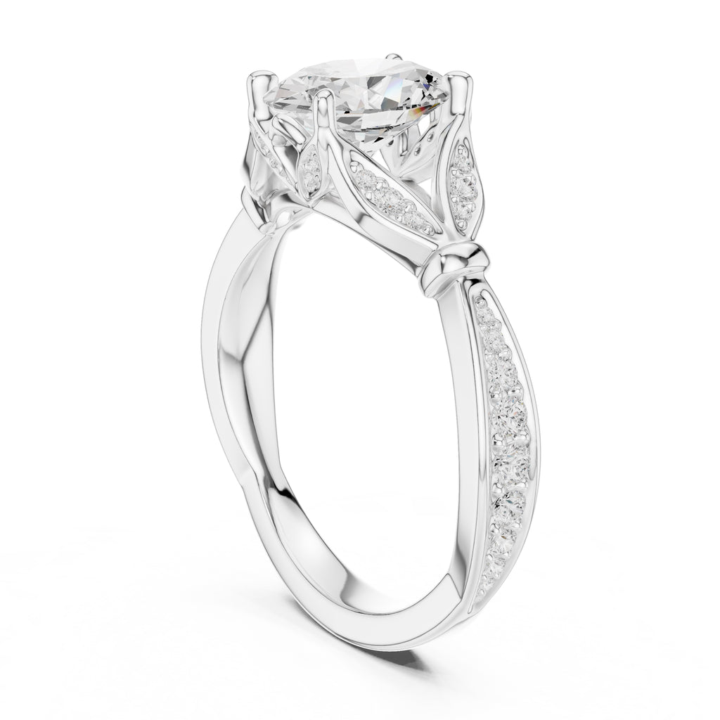 1.50 ct Enchanted Vine Heart Engagement Ring 1.5ct White Gold Oval