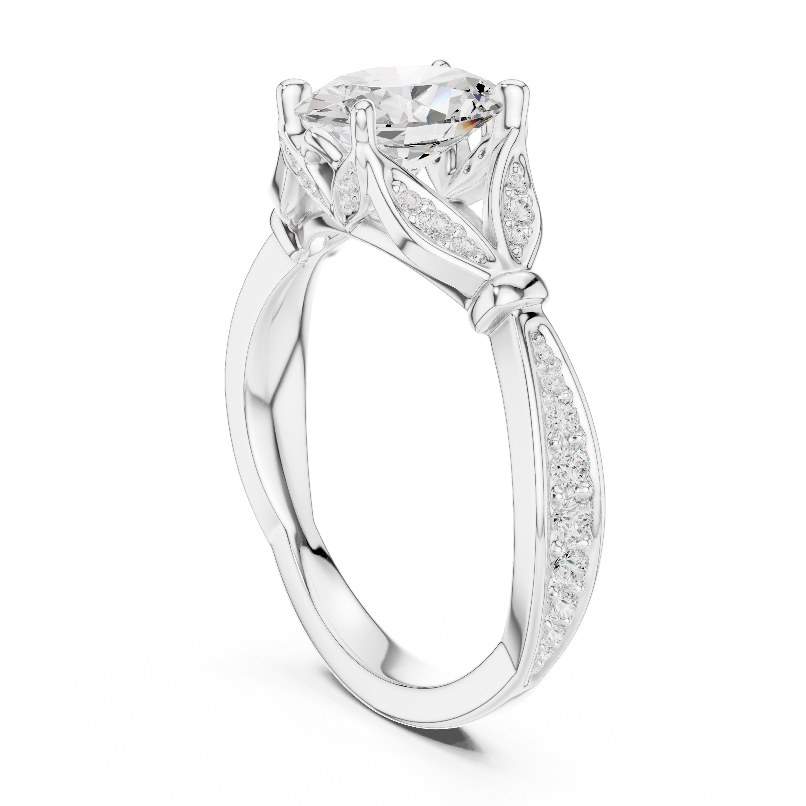 1.50 ct Enchanted Vine Heart Engagement Ring 1.5ct White Gold Oval