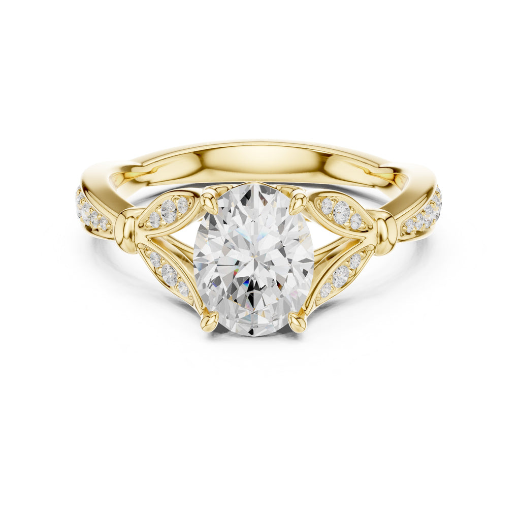 1.50 ct Enchanted Vine Heart Engagement Ring 1.5ct Yellow Gold Oval