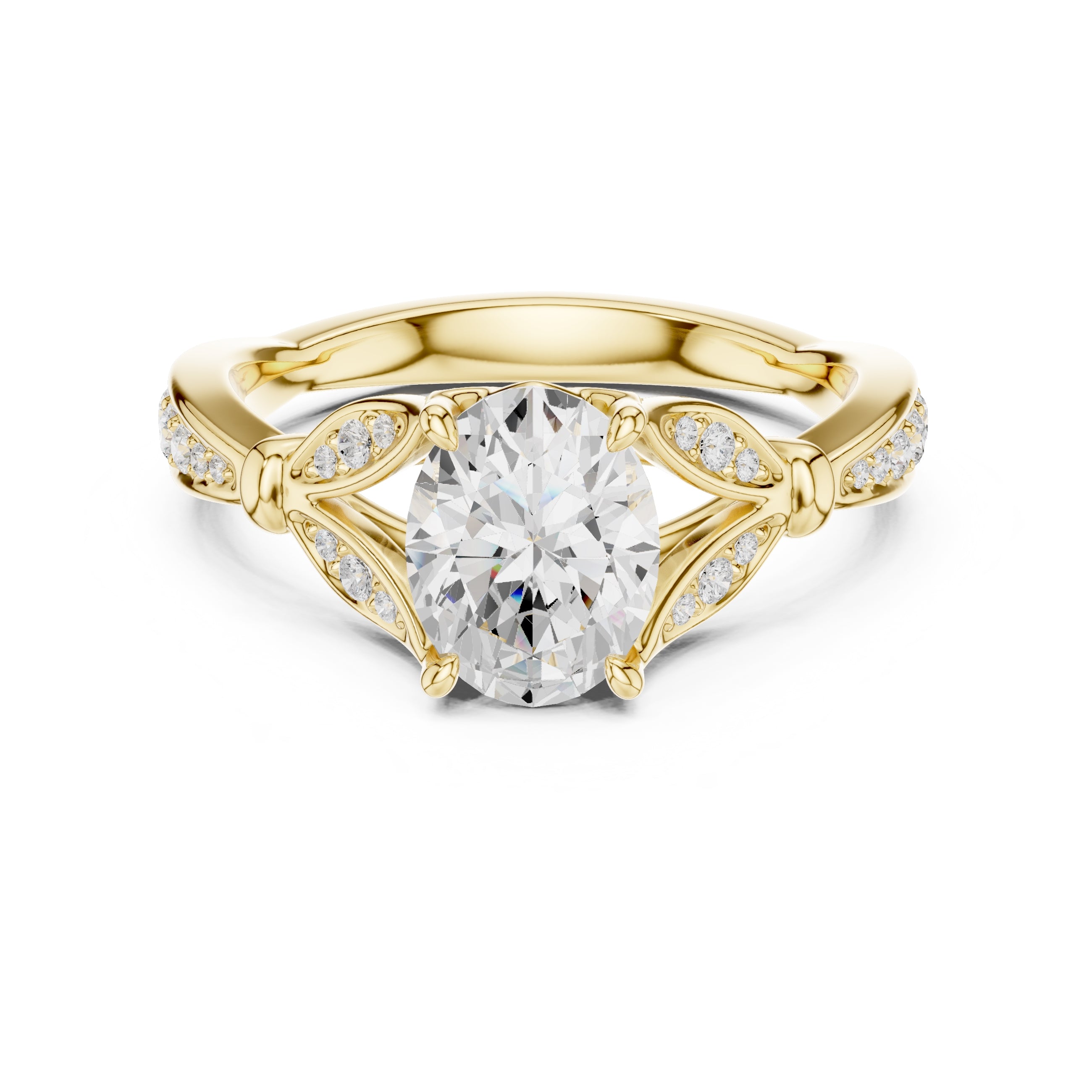 1.50 ct Enchanted Vine Heart Engagement Ring 1.5ct Yellow Gold Oval