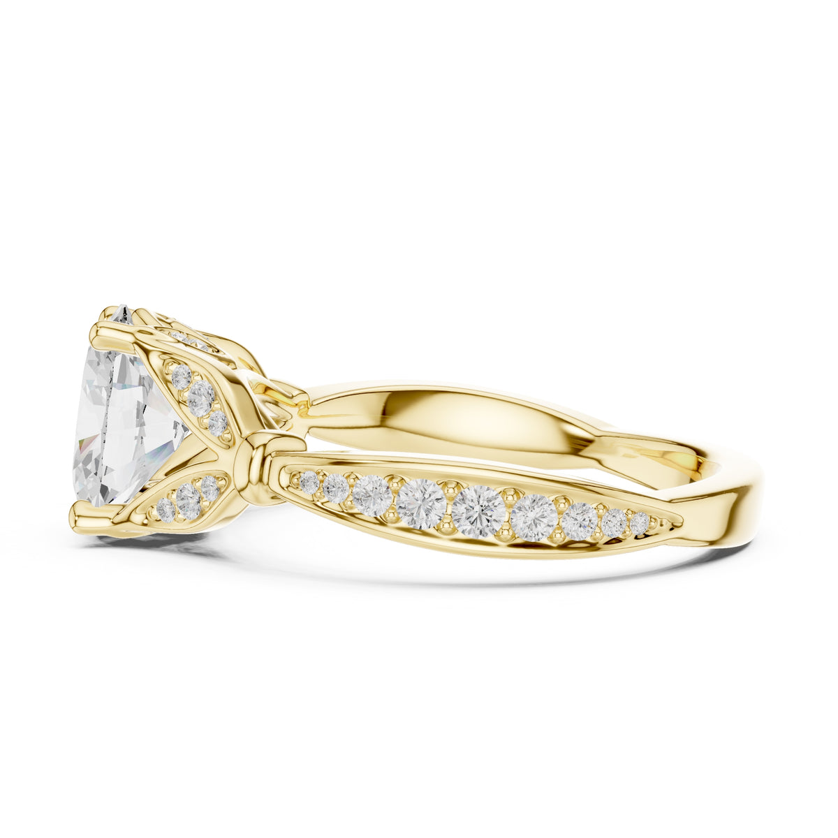 1.50 ct Enchanted Vine Heart Engagement Ring 1.5ct Yellow Gold Oval