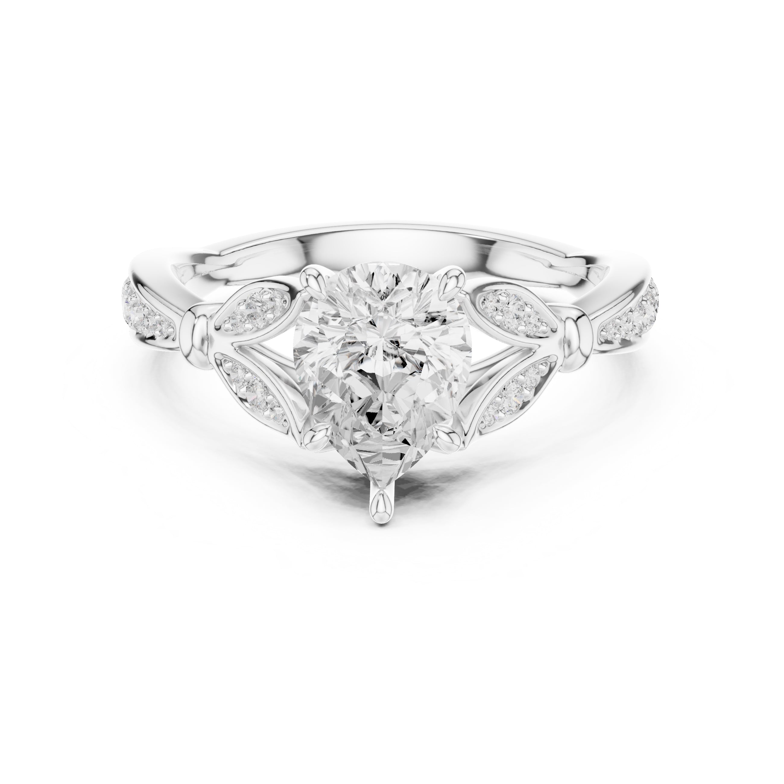 1.50 ct Enchanted Vine Heart Engagement Ring 1.5ct White Gold Pear