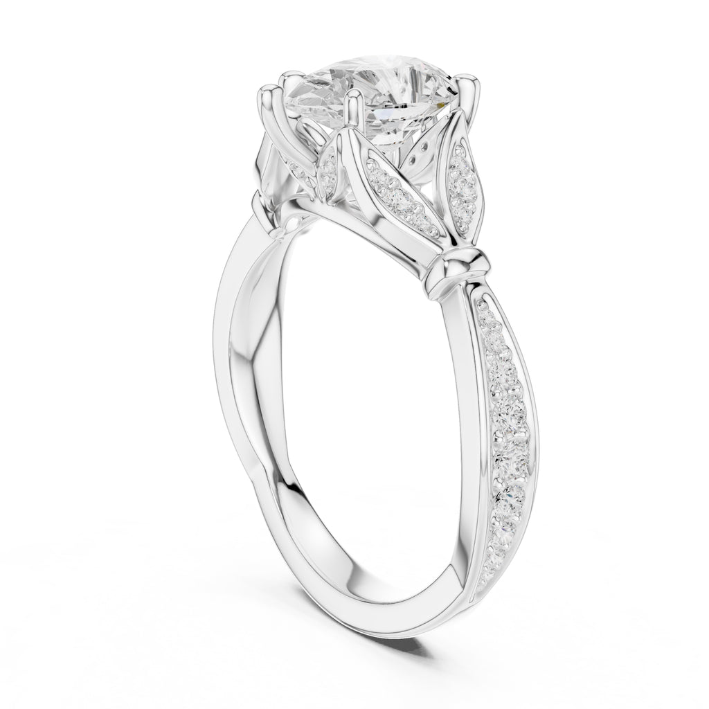1.50 ct Enchanted Vine Heart Engagement Ring 1.5ct White Gold Pear